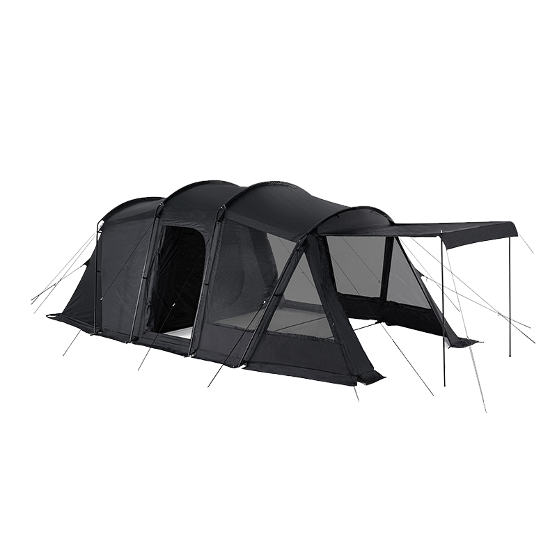 Tenda tipo túnel para acampamento familiar ao ar livre com 4 postes