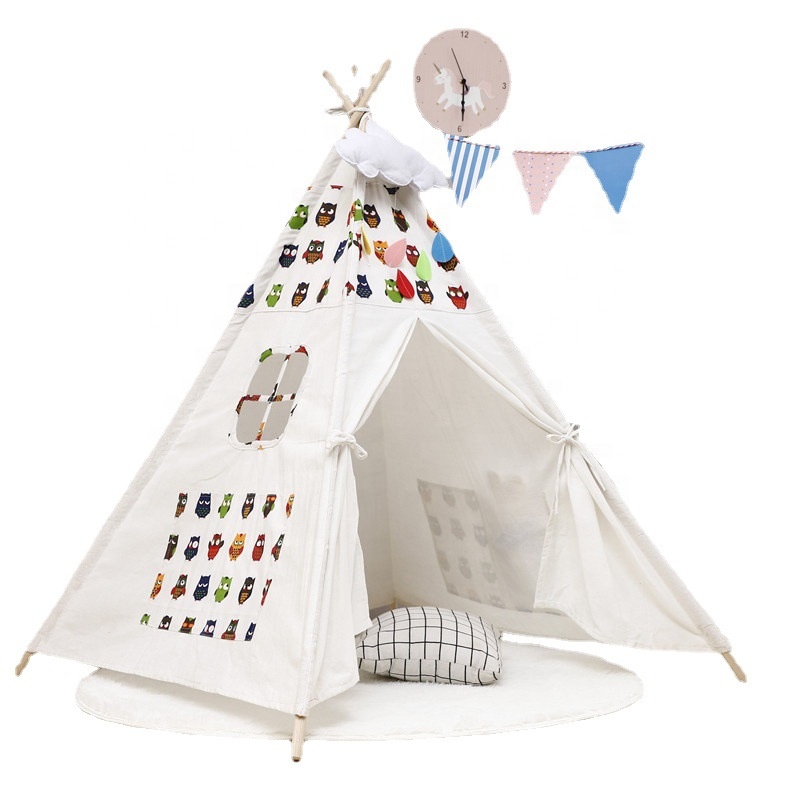 Tenda de brincar tipo tipi de lona faça você mesmo para crianças