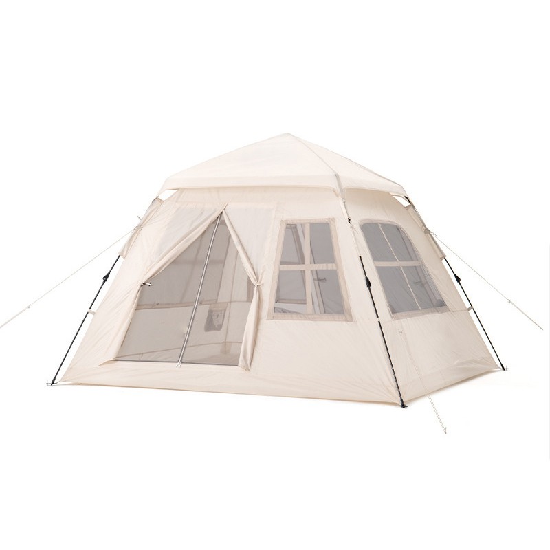 Tenda de acampamento familiar com sobreteto, 2 portas e 4 janelas