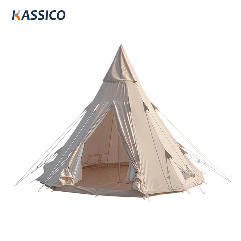 Tenda de acampamento tipo tipi de lona de algodão