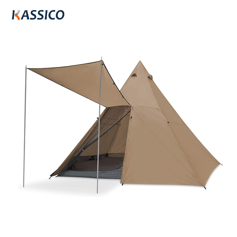 Tenda de acampamento Tipi com cobertura para viagens em família e de carro