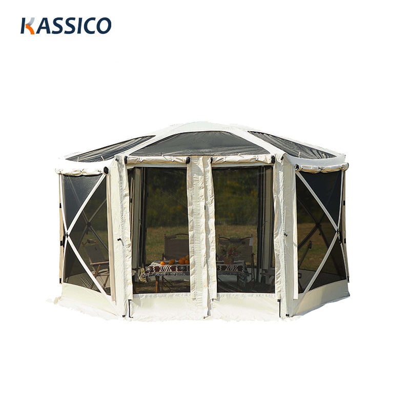 Tenda de acampamento tipo gazebo com tela hexagonal - retrátil, repelente de mosquitos