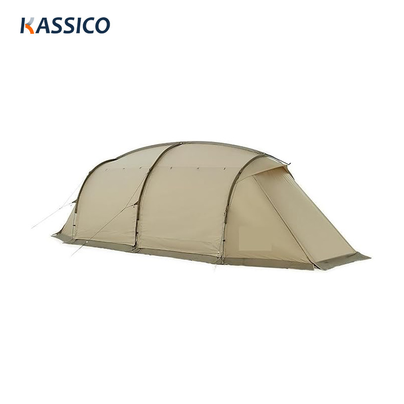 Tenda de acampamento tipo túnel à prova de chuva com 2 cômodos