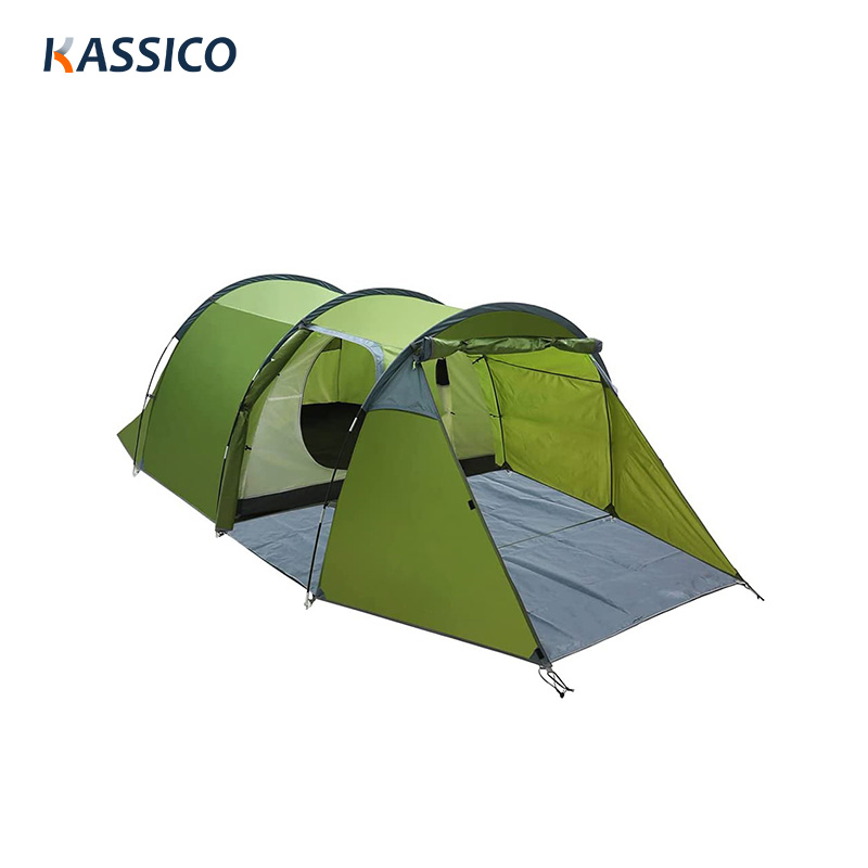 Tenda tipo túnel com 2 quartos e 2 corredores para camping, caminhadas, viagens de carro, pesca e praia