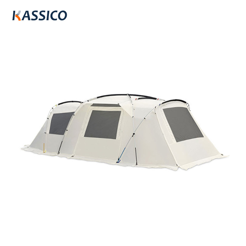 Tenda de acampamento tipo túnel para famílias grandes - dois cômodos e uma sala de estar