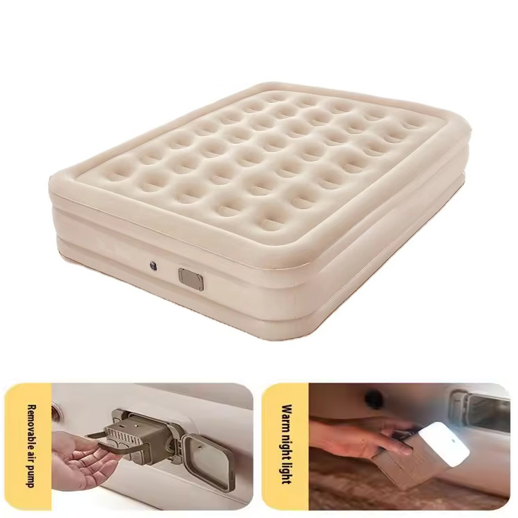 Cama inflável dupla elevada para acampamento tapete inflável automático