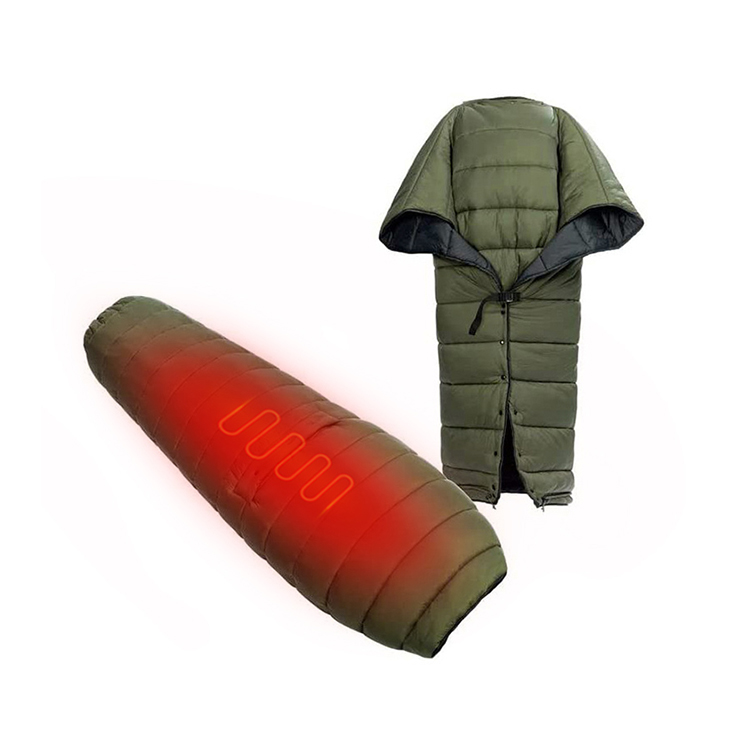 Saco de dormir aquecido estilo poncho ultraleve com caixa para os pés
