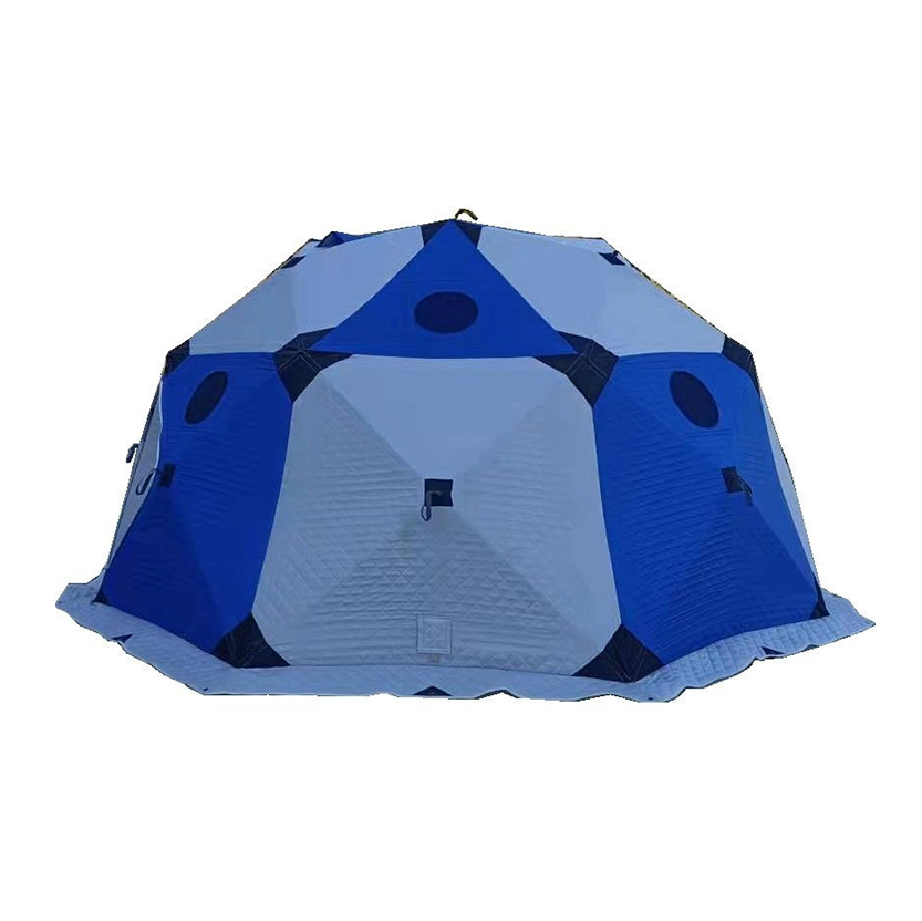 Tenda de pesca no gelo de inverno com três camadas hexagonais