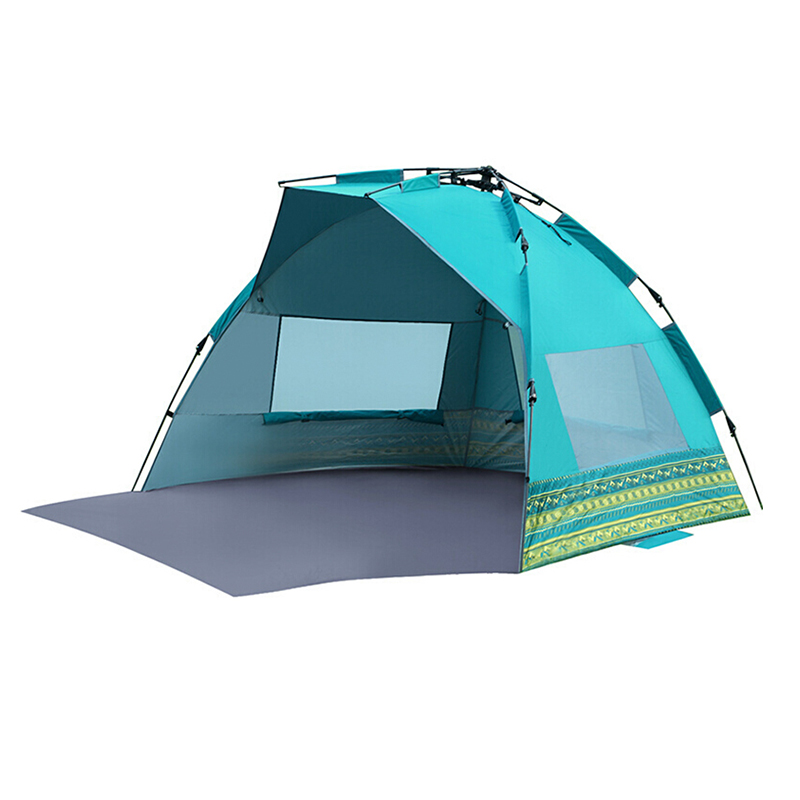 Tenda de praia instantânea FPS 50+ com piso extensível e porta de privacidade