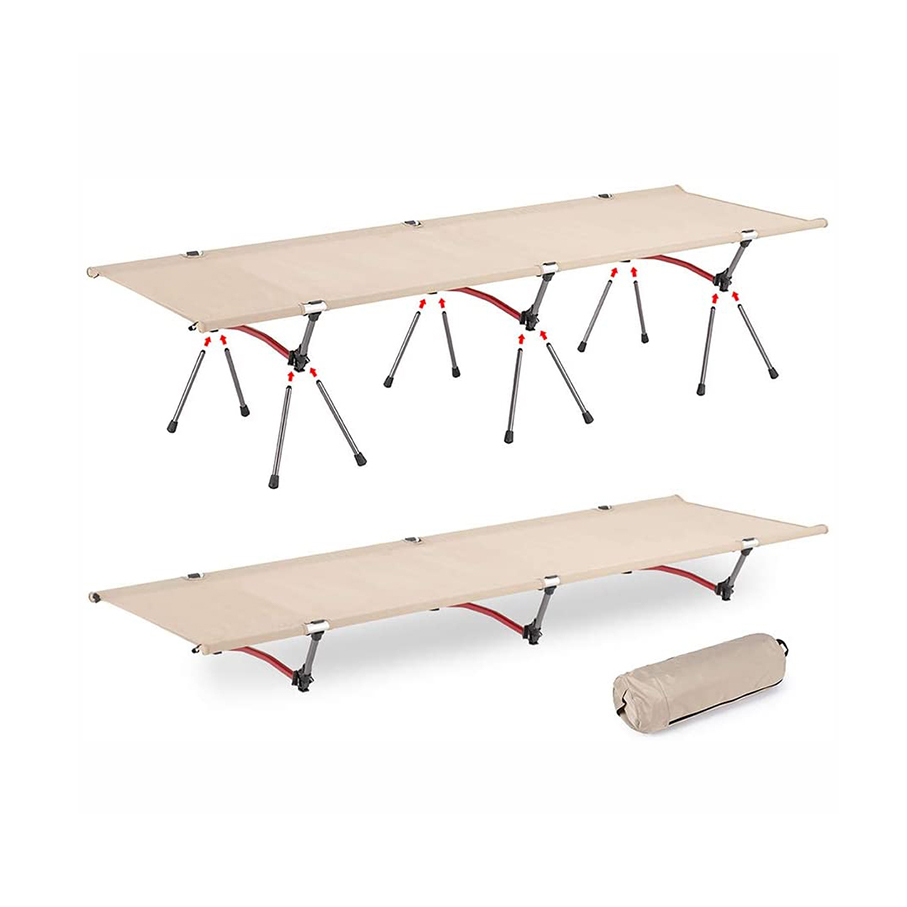 Cama de acampamento dobrável portátil de alumínio