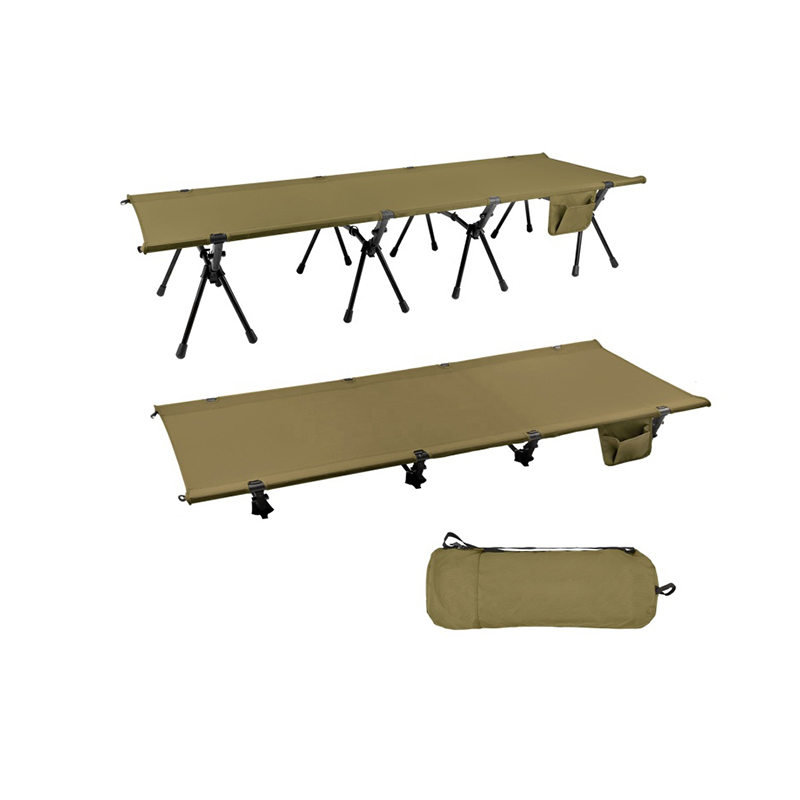 Equipamento de acampamento Berço de viagem Cama dobrável com bolso lateral