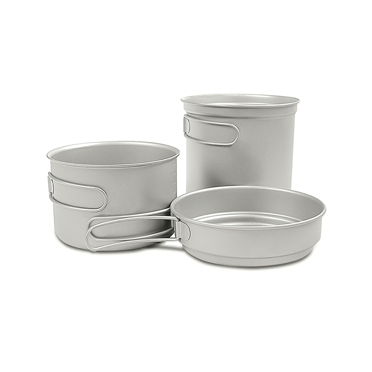 Conjunto de panelas de acampamento combinadas de 3 peças para cozinha