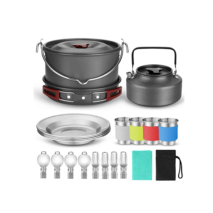Conjunto de utensílios de cozinha para acampamento ao ar livre